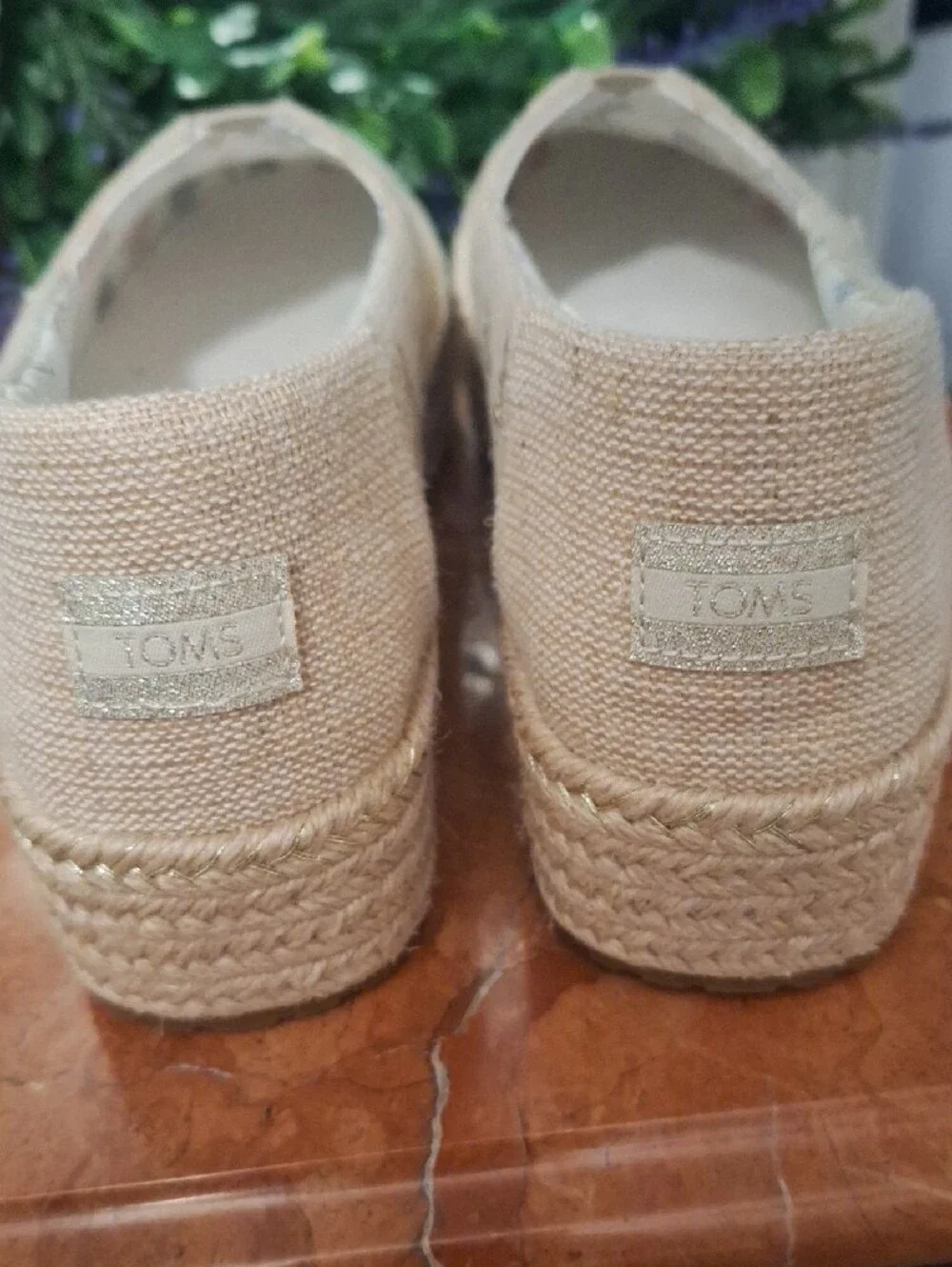 TOMS Women's Valencia Platform Dragonfly Gold Embroidery